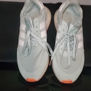 Adidas Women's Light Mint and White Sneakers